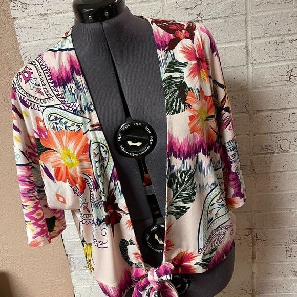 NWT Chico's Floral Wrap/jacket Kimono 1 (Med 8) - Picture 1 of 9